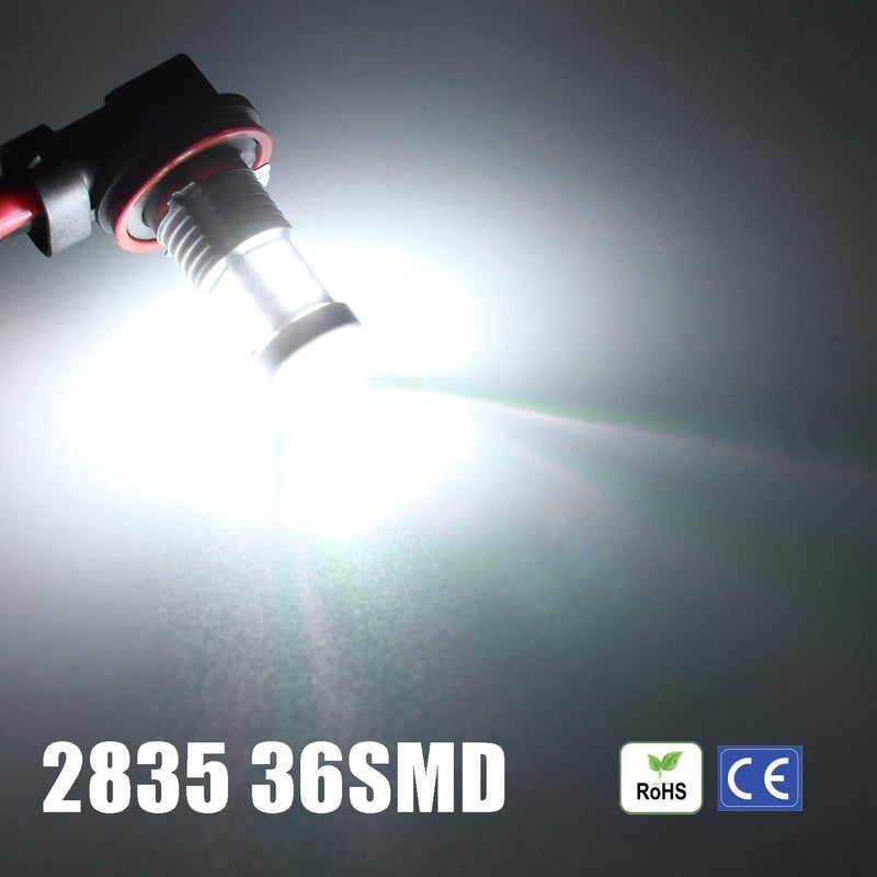 KISLED Super Bright 3000lm H8 H11 LED Fog Lights Bulbs DRL High Power 3030 Chips with Projector Lens Replacement for Cars Trucks, 6000K Xenon White - Image 4
